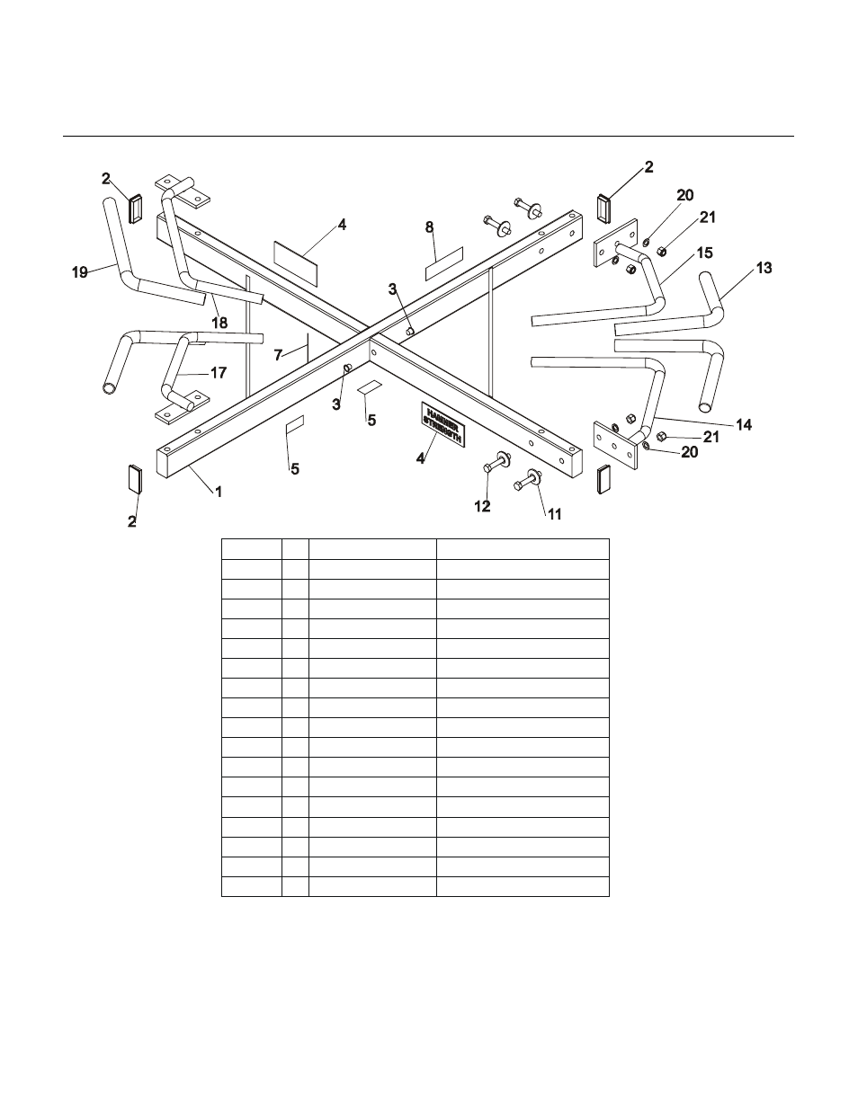 Bwcdlr - body wt chin/dip/leg raise, Top frame assembly | Life Fitness BWCDLR User Manual | Page 5 / 7