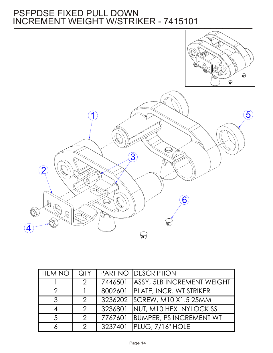 Psfpdse fixed pull down | Life Fitness Pro 2 Series PSFPDSE User Manual | Page 14 / 18