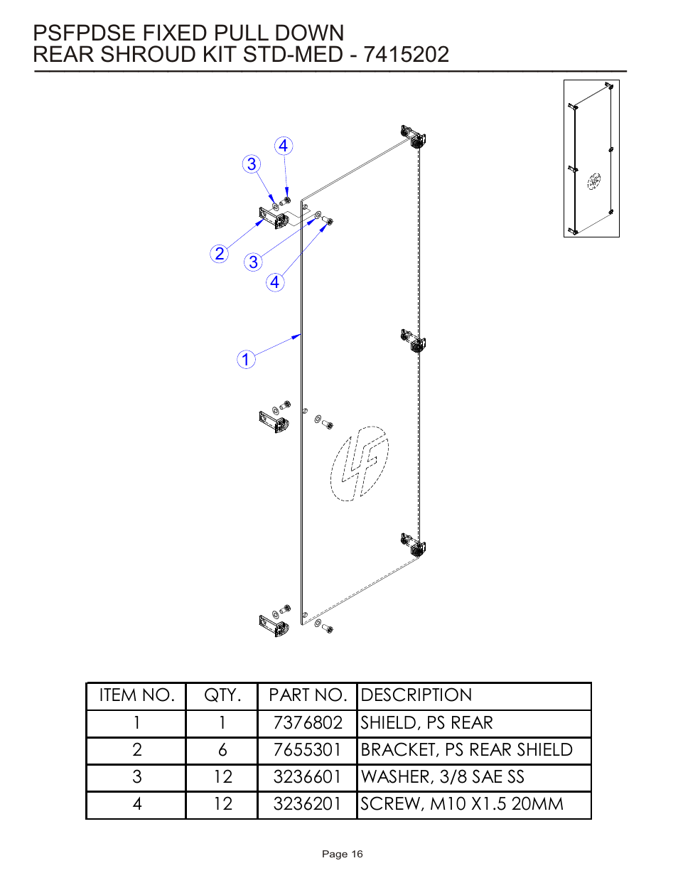 Psfpdse fixed pull down | Life Fitness Pro 2 Series PSFPDSE User Manual | Page 16 / 18