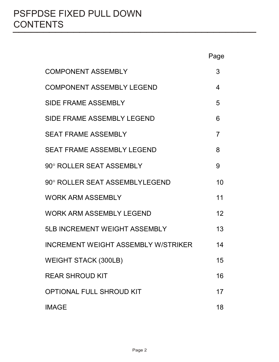 Life Fitness Pro 2 Series PSFPDSE User Manual | Page 2 / 18