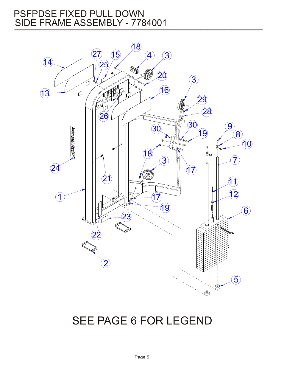 See page 6 for legend | Life Fitness Pro 2 Series PSFPDSE User Manual | Page 5 / 18