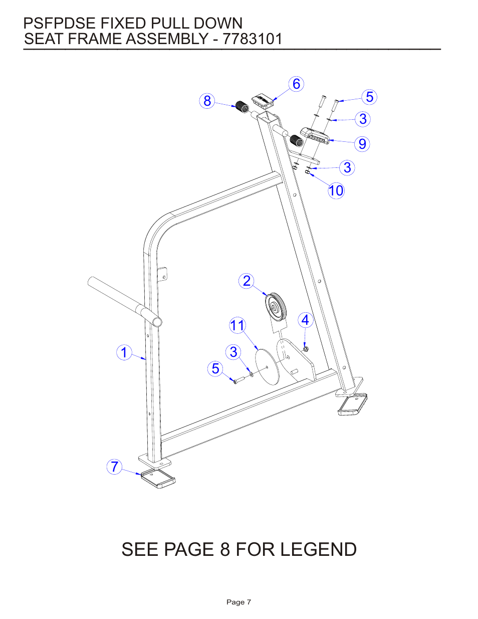 See page 8 for legend | Life Fitness Pro 2 Series PSFPDSE User Manual | Page 7 / 18