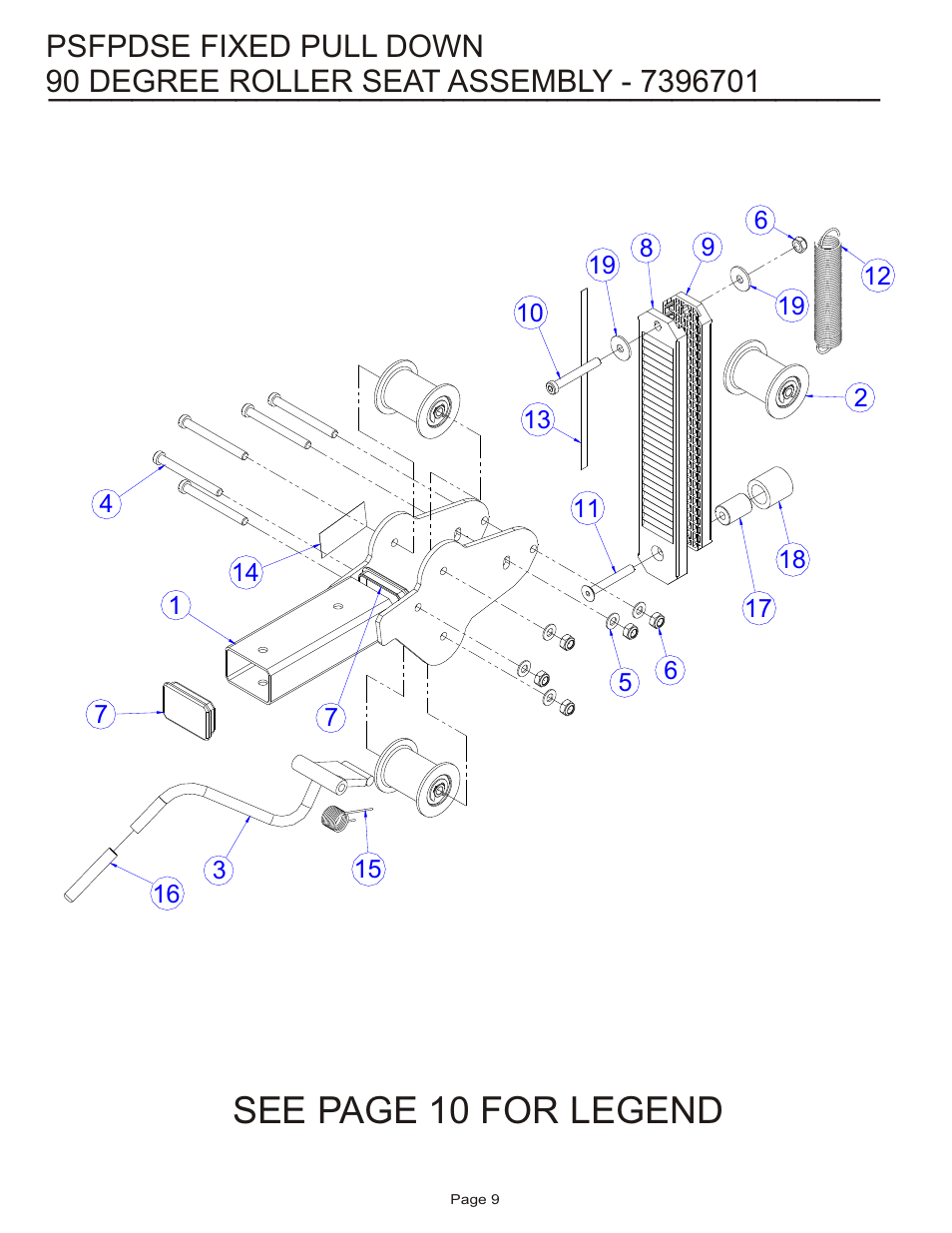 See page 10 for legend, Psfpdse fixed pull down | Life Fitness Pro 2 Series PSFPDSE User Manual | Page 9 / 18