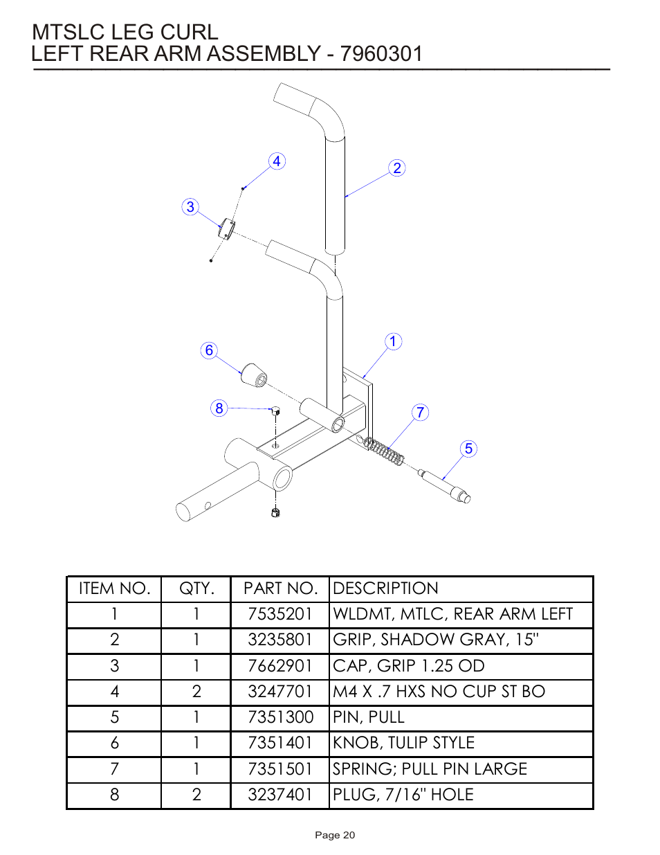 Mtslc leg curl | Life Fitness MTSLC User Manual | Page 20 / 24