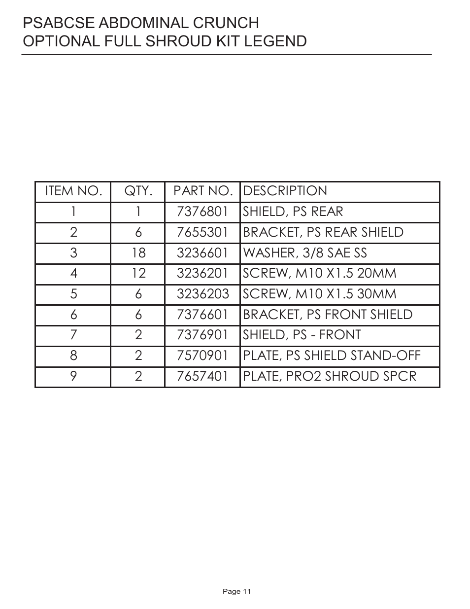 Life Fitness Pro 2 Series PSABCSE User Manual | Page 11 / 12