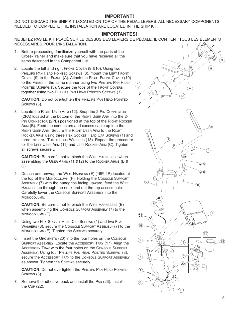 Important, Importantes | Life Fitness M051-00K61-C131 User Manual | Page 6 / 8