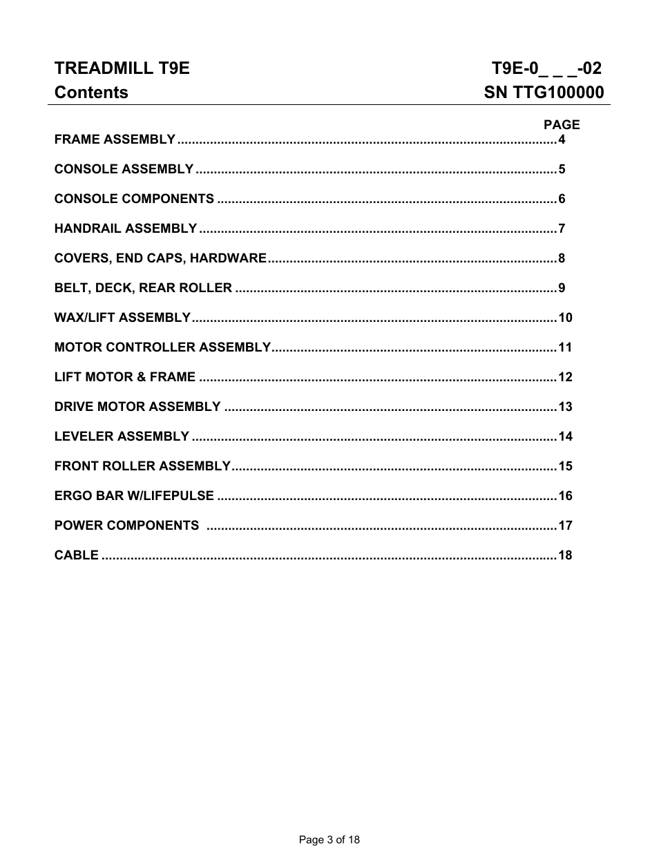 Life Fitness T9e User Manual | Page 3 / 18
