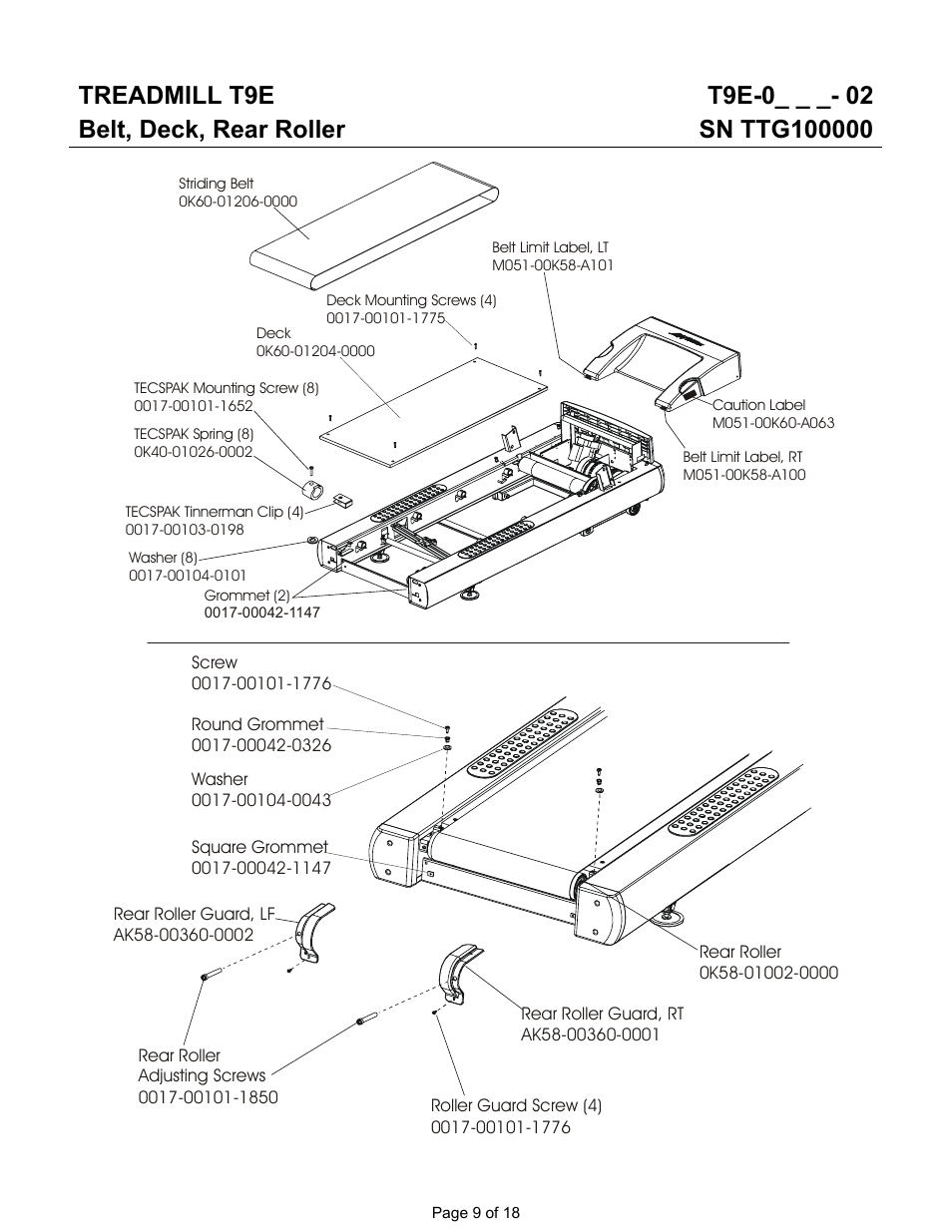 Treadmill t9e | Life Fitness T9e User Manual | Page 9 / 18