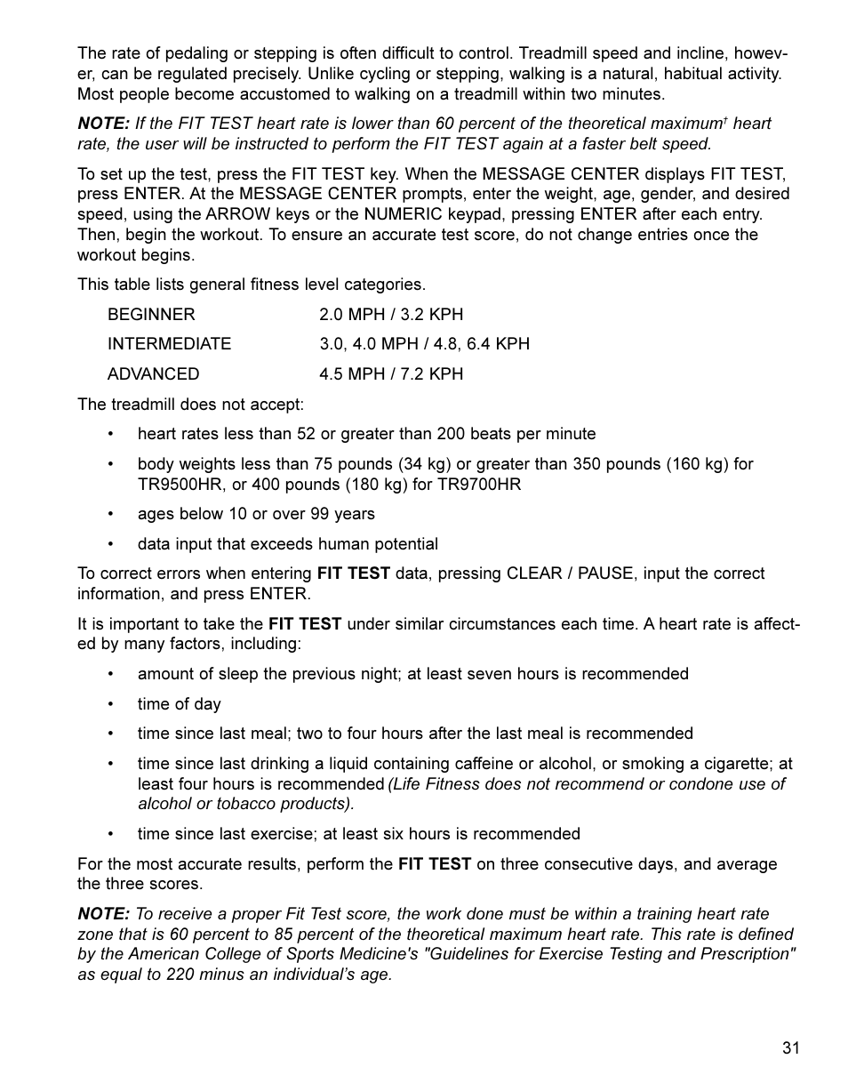 Life Fitness Treadmill User Manual | Page 31 / 47