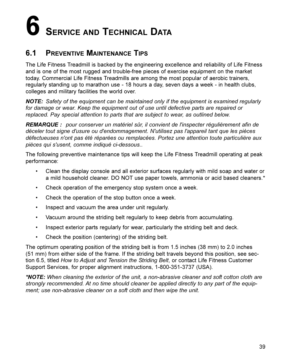 Life Fitness Treadmill User Manual | Page 39 / 47