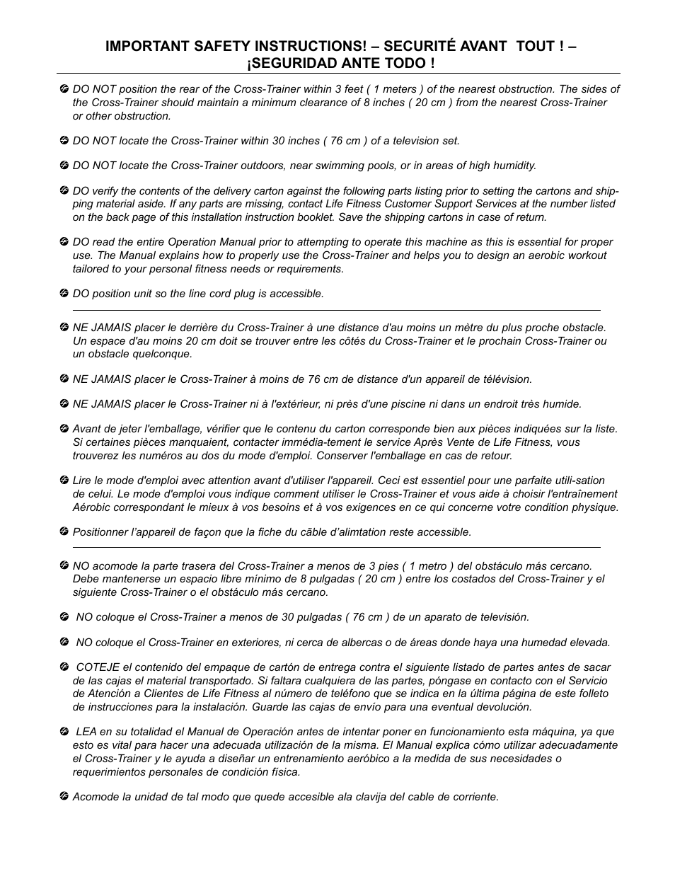 Life Fitness CT9500 User Manual | Page 2 / 12