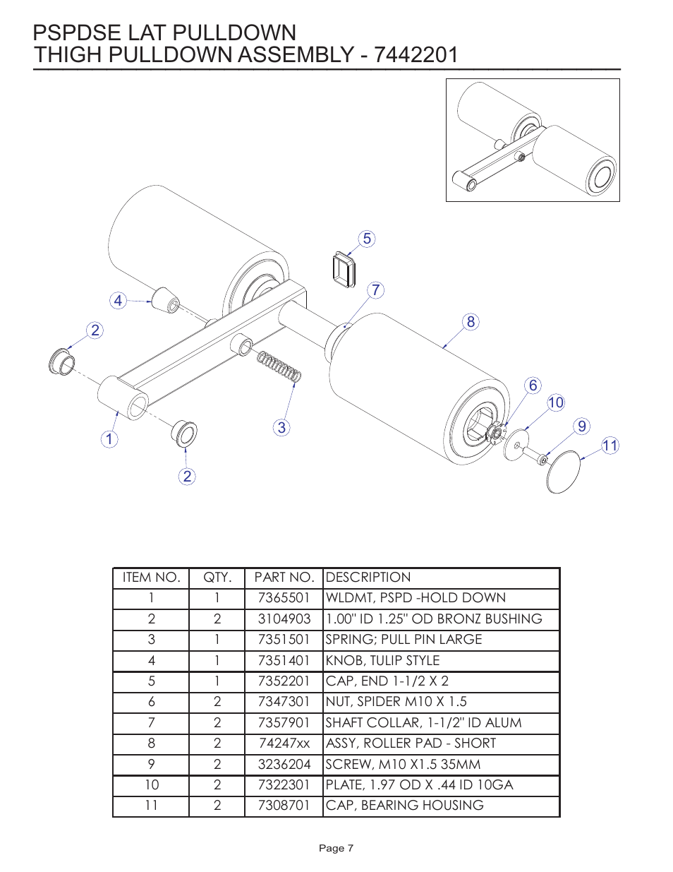 Pspdse lat pulldown | Life Fitness Pro 2 Series PSPDSE User Manual | Page 7 / 14