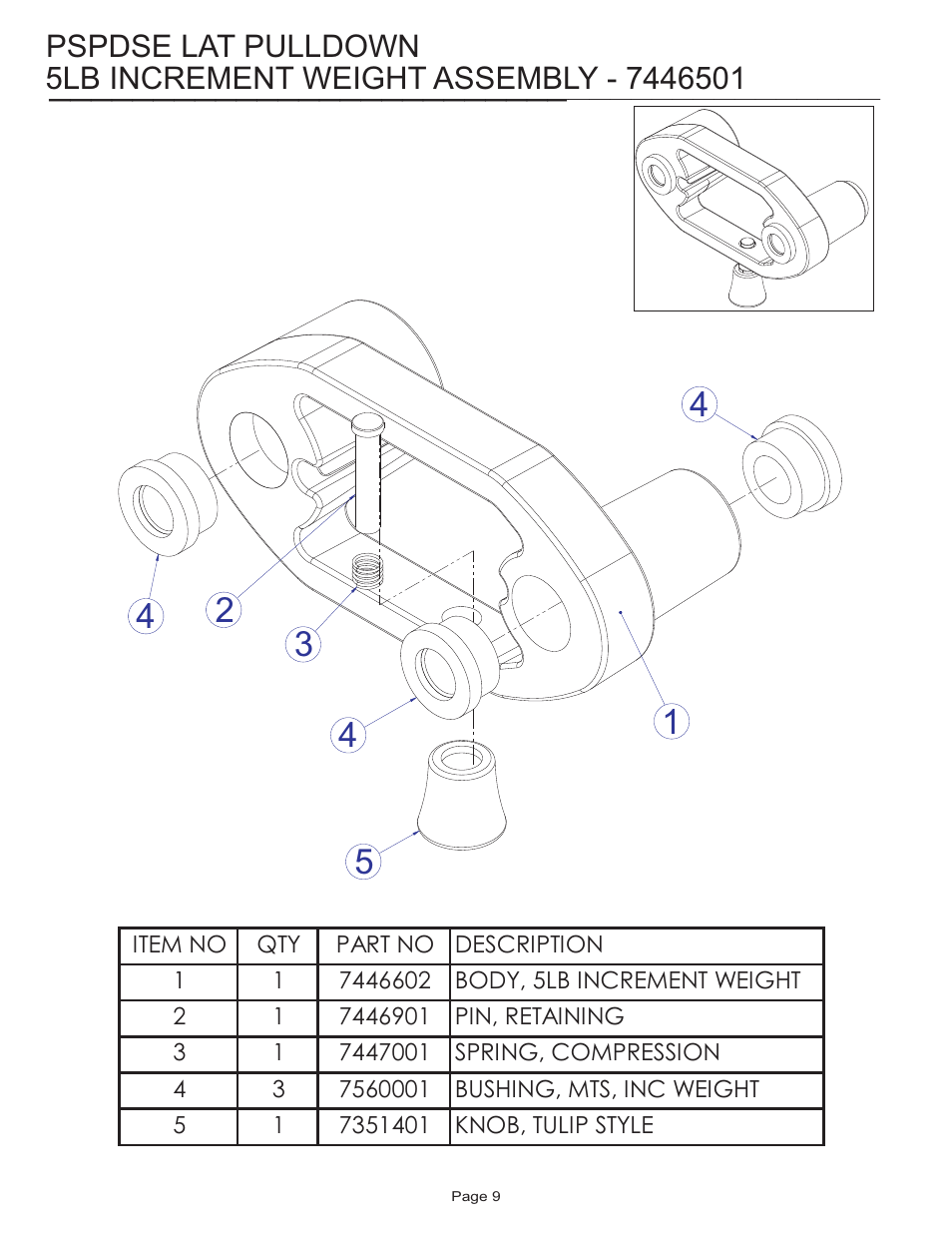 Pspdse lat pulldown | Life Fitness Pro 2 Series PSPDSE User Manual | Page 9 / 14