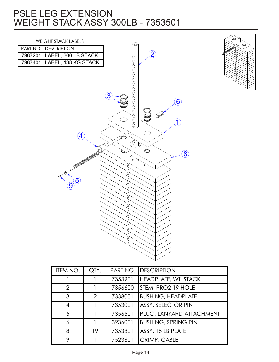 Psle leg extension | Life Fitness Pro 2 Series PSLE User Manual | Page 14 / 15