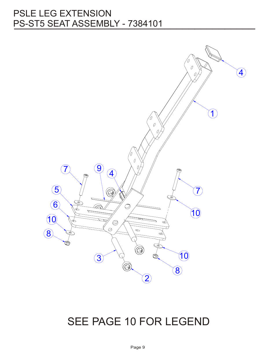 See page 10 for legend | Life Fitness Pro 2 Series PSLE User Manual | Page 9 / 15