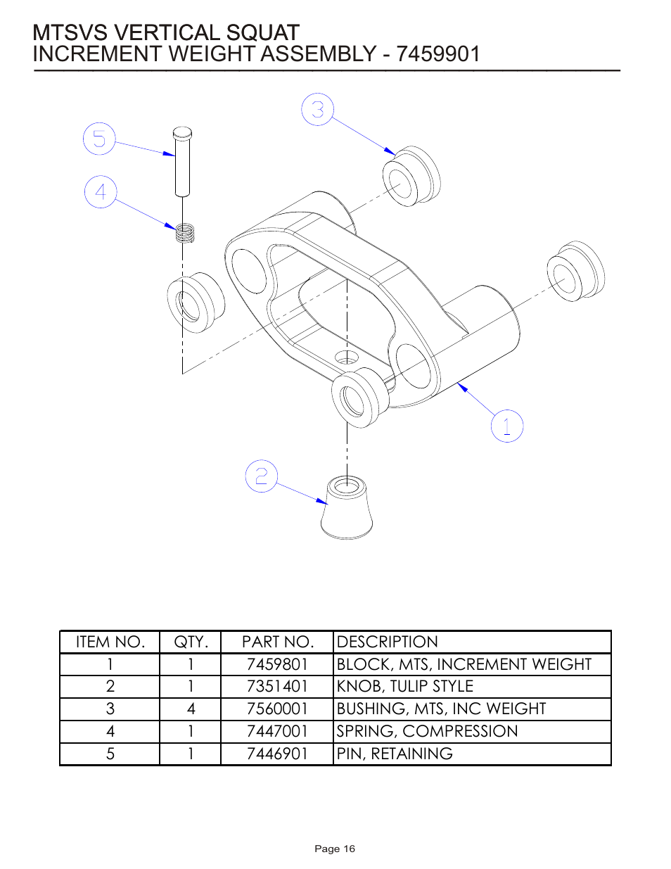 Mtsvs vertical squat | Life Fitness MTSVS User Manual | Page 16 / 17