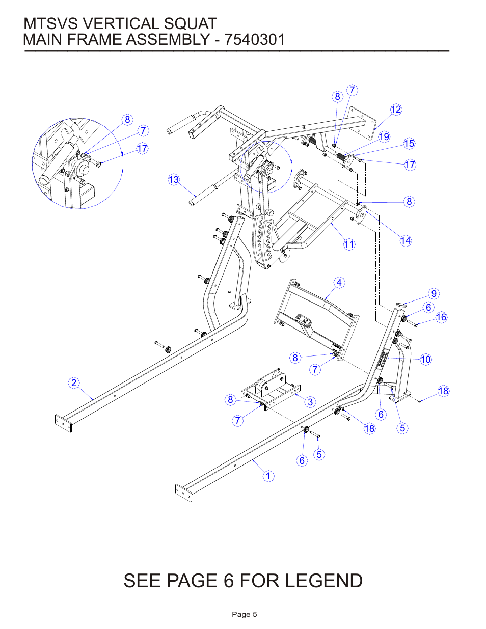 See page 6 for legend, Mtsvs vertical squat | Life Fitness MTSVS User Manual | Page 5 / 17