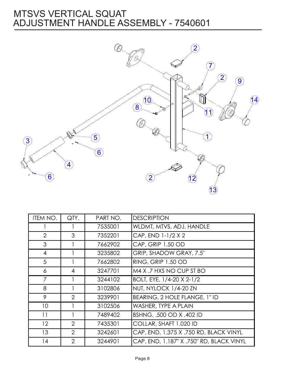 Mtsvs vertical squat | Life Fitness MTSVS User Manual | Page 8 / 17