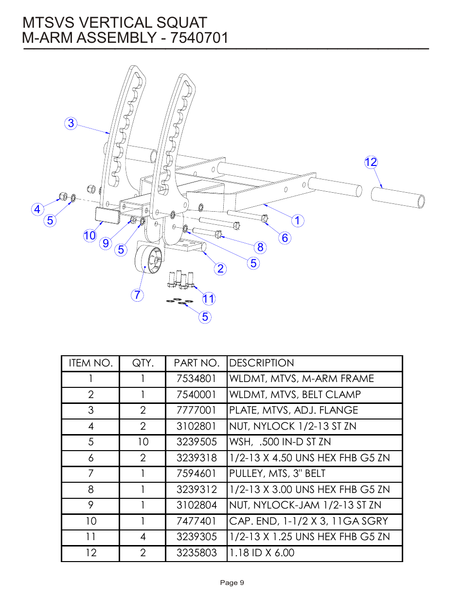 Mtsvs vertical squat | Life Fitness MTSVS User Manual | Page 9 / 17