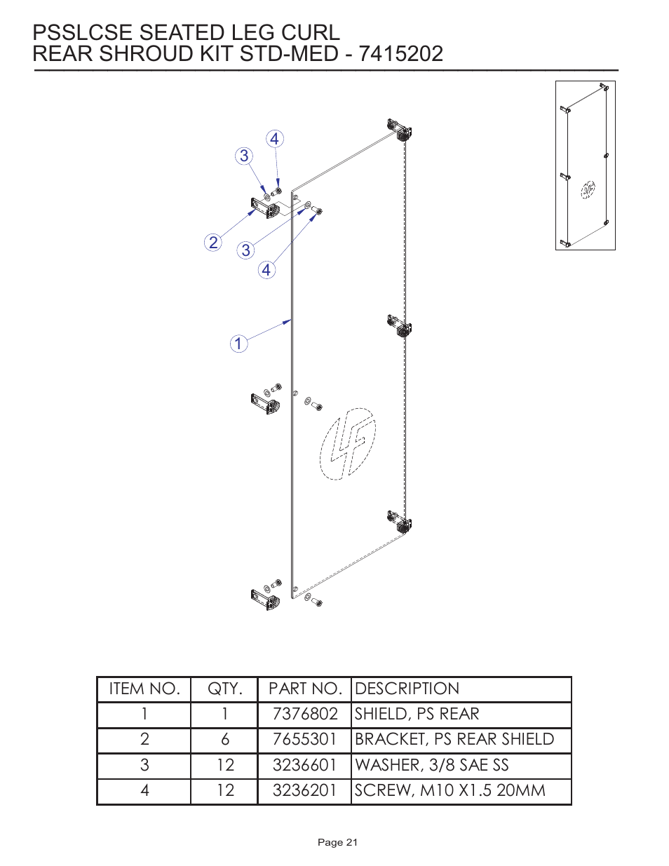 Psslcse seated leg curl | Life Fitness PSSLCSE User Manual | Page 21 / 23