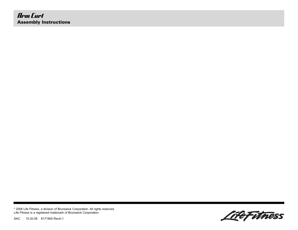 Arm curl, Assembly instructions | Life Fitness Arm Curl User Manual | Page 8 / 8