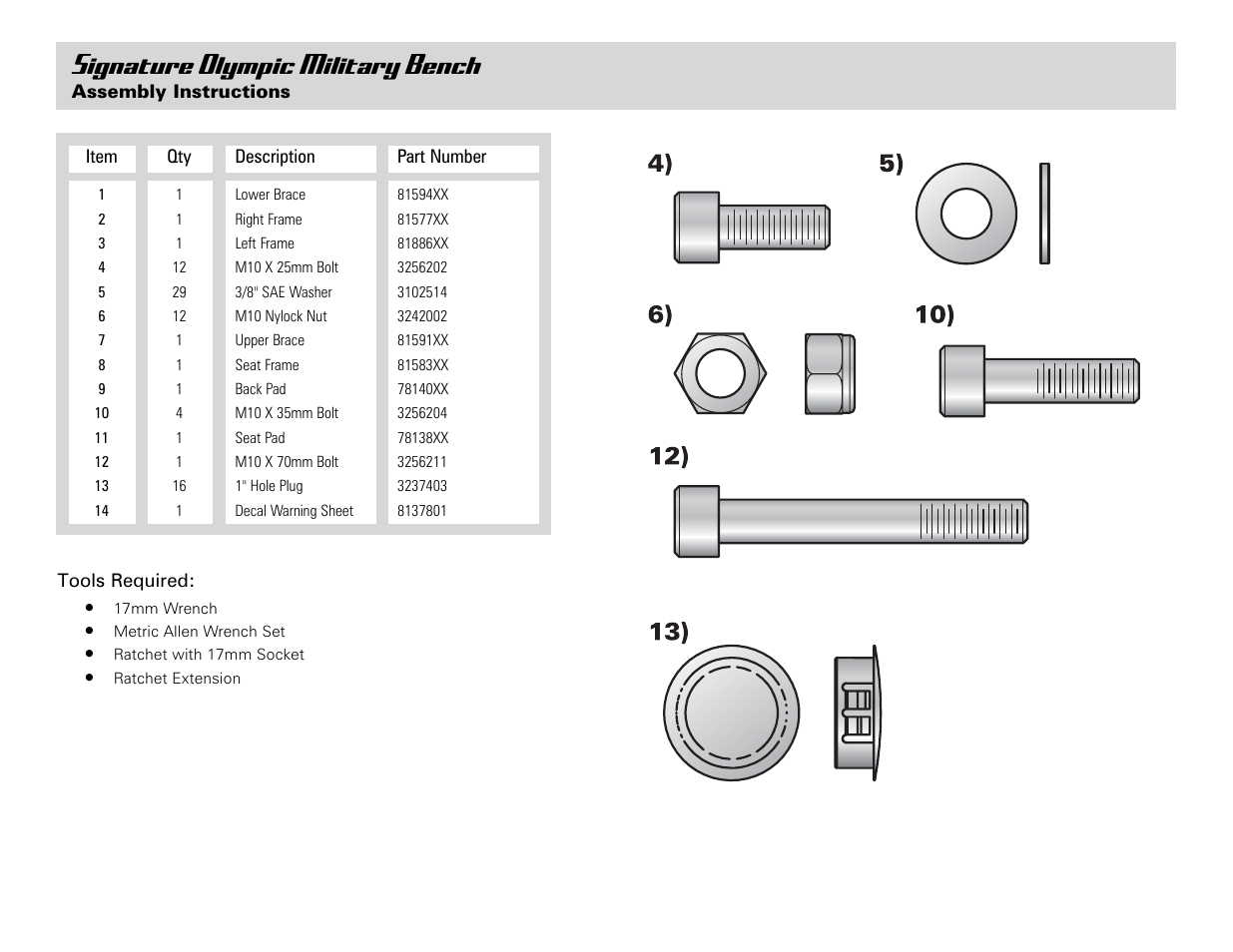 Signature olympic military bench | Life Fitness Olympic User Manual | Page 6 / 8