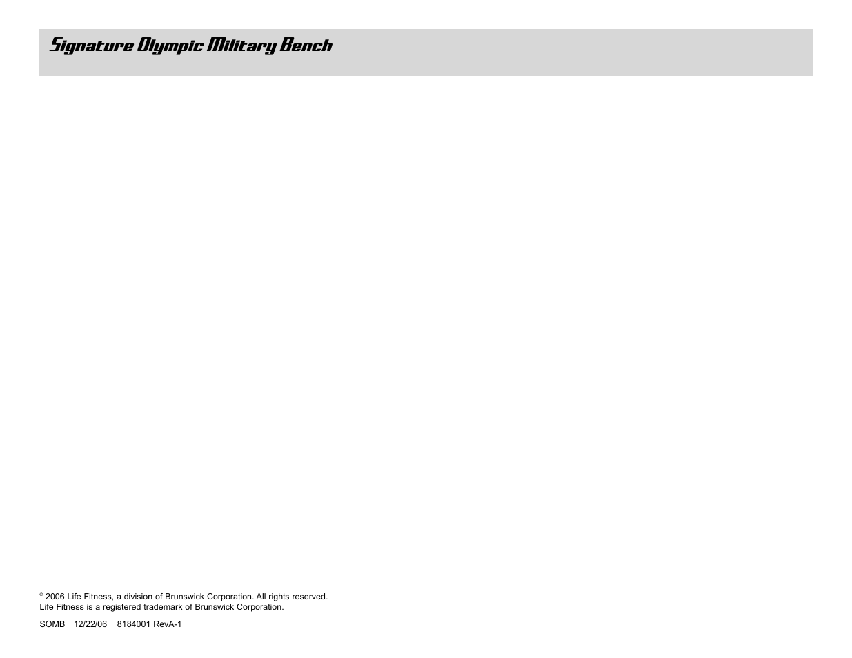 Signature olympic military bench | Life Fitness Olympic User Manual | Page 8 / 8