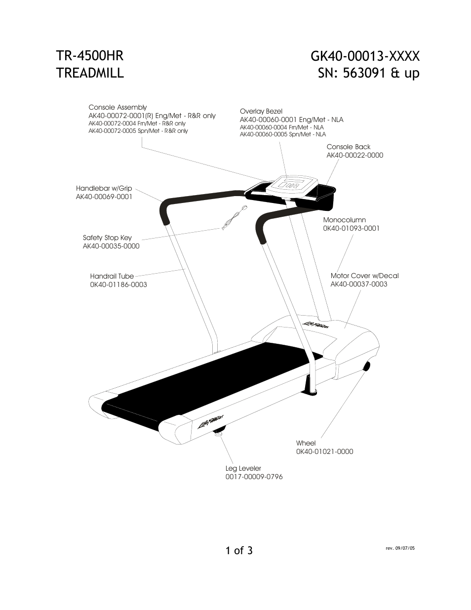 Life Fitness TR-4500HR User Manual | 3 pages