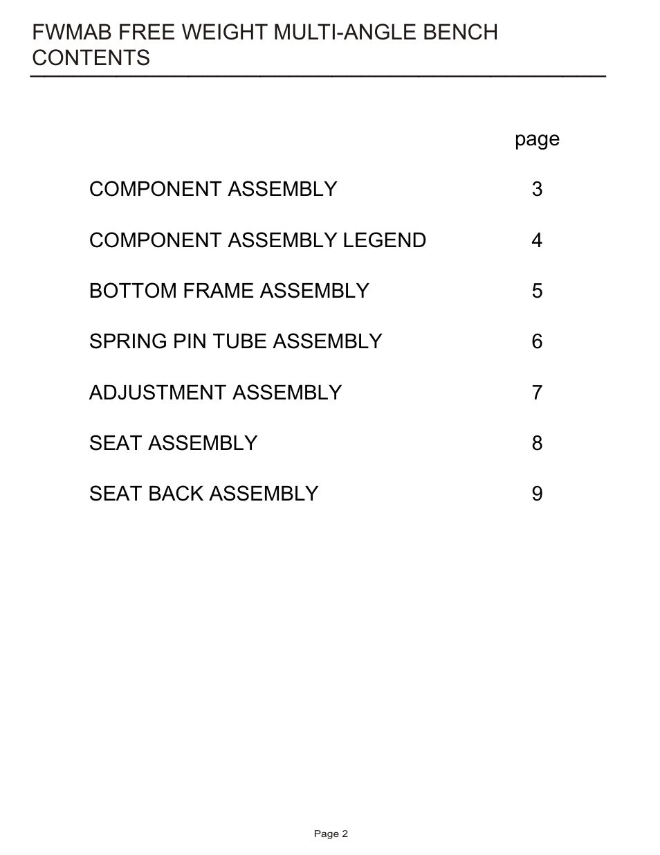 Life Fitness FWMAB User Manual | Page 2 / 9