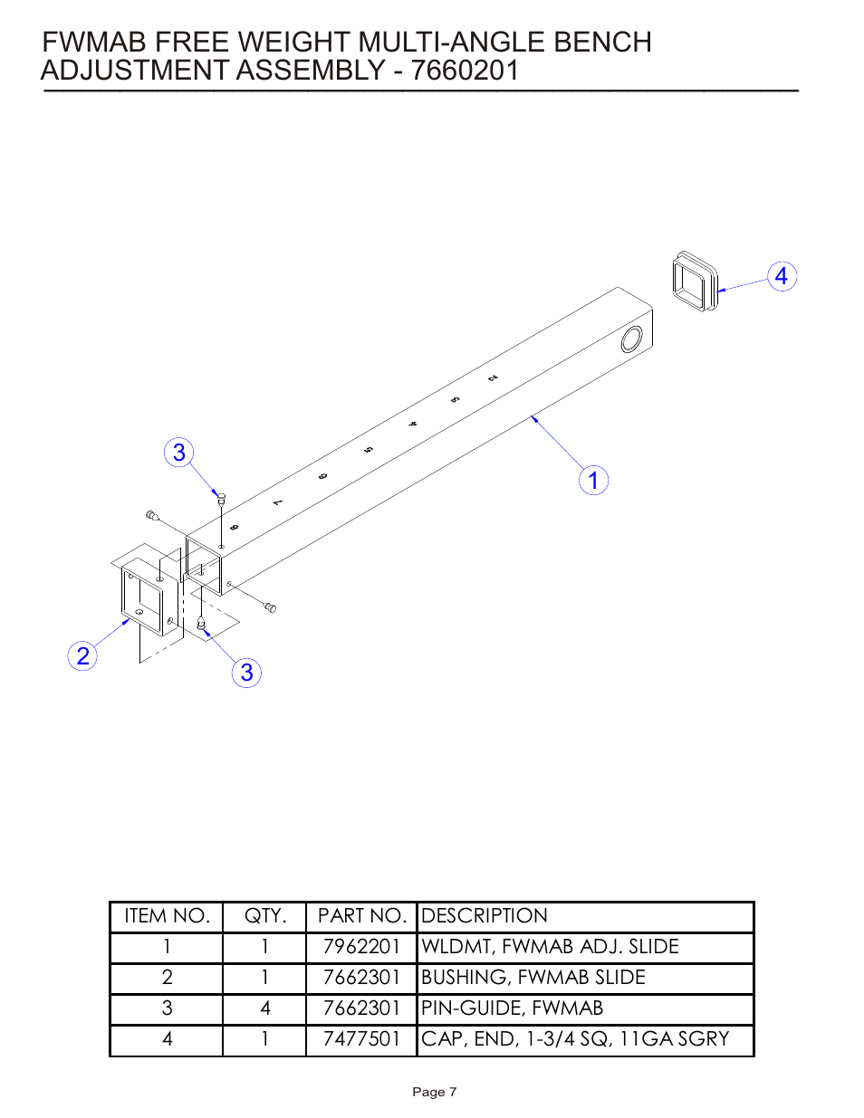 Fwmab free weight multi-angle bench | Life Fitness FWMAB User Manual | Page 7 / 9