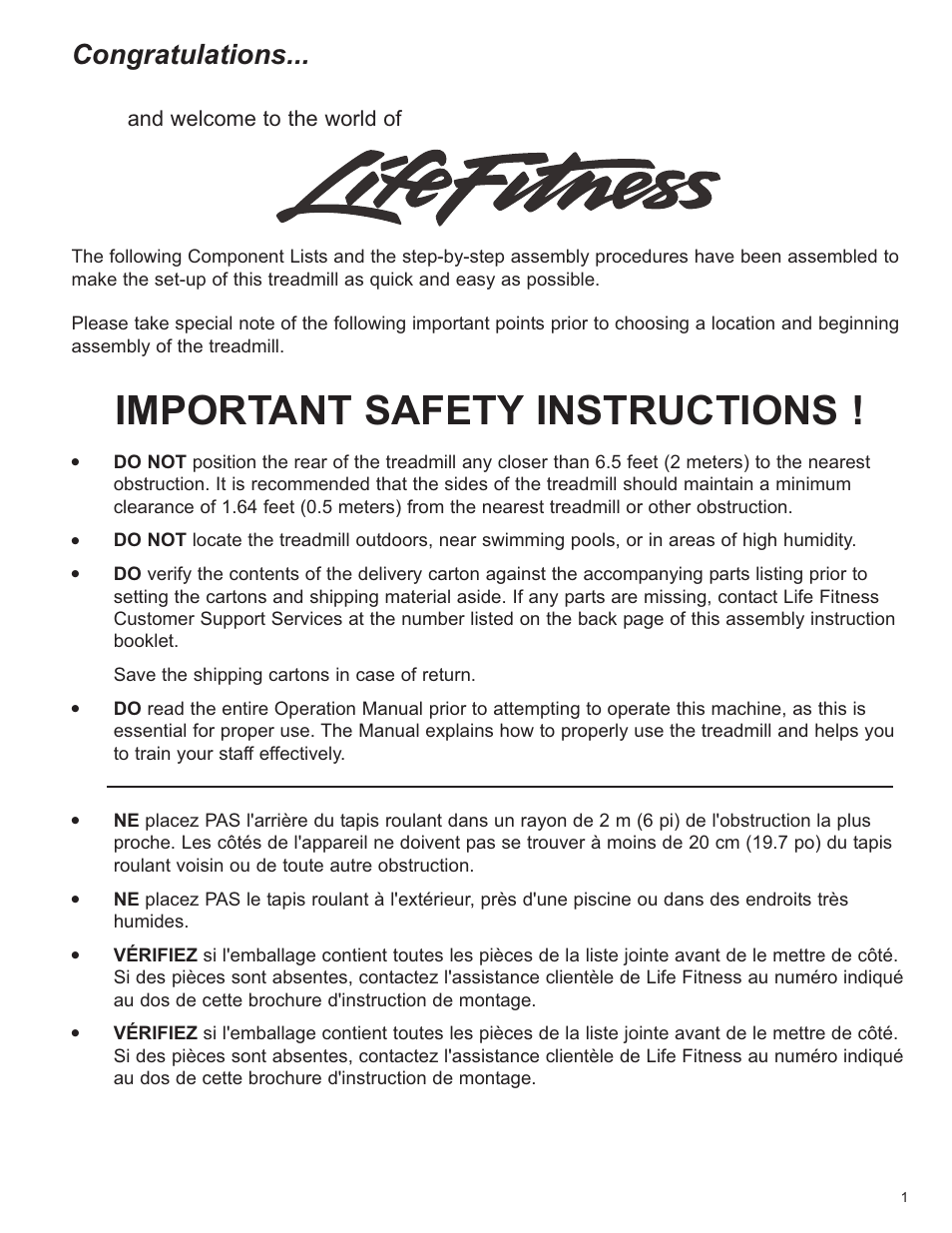 Important safety instructions, And welcome to the world of | Life Fitness CLST User Manual | Page 3 / 10