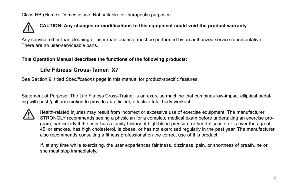 Life Fitness X7 User Manual | Page 4 / 45