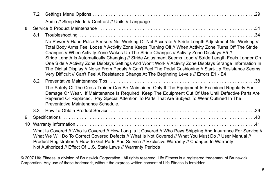 Life Fitness X7 User Manual | Page 6 / 45