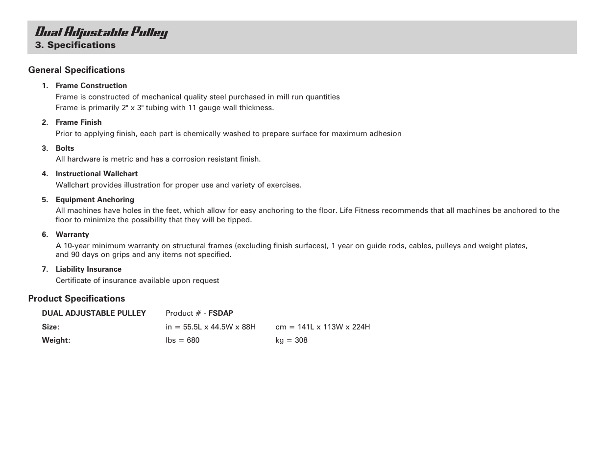 Dual adjustable pulley | Life Fitness Dual Adjustable Pulley User Manual | Page 10 / 13