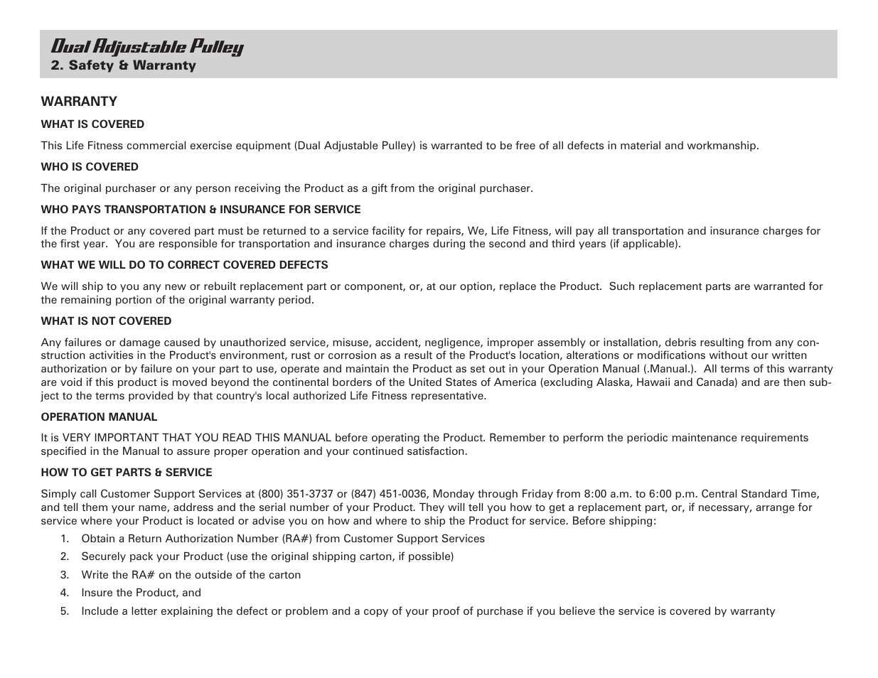 Dual adjustable pulley | Life Fitness Dual Adjustable Pulley User Manual | Page 8 / 13