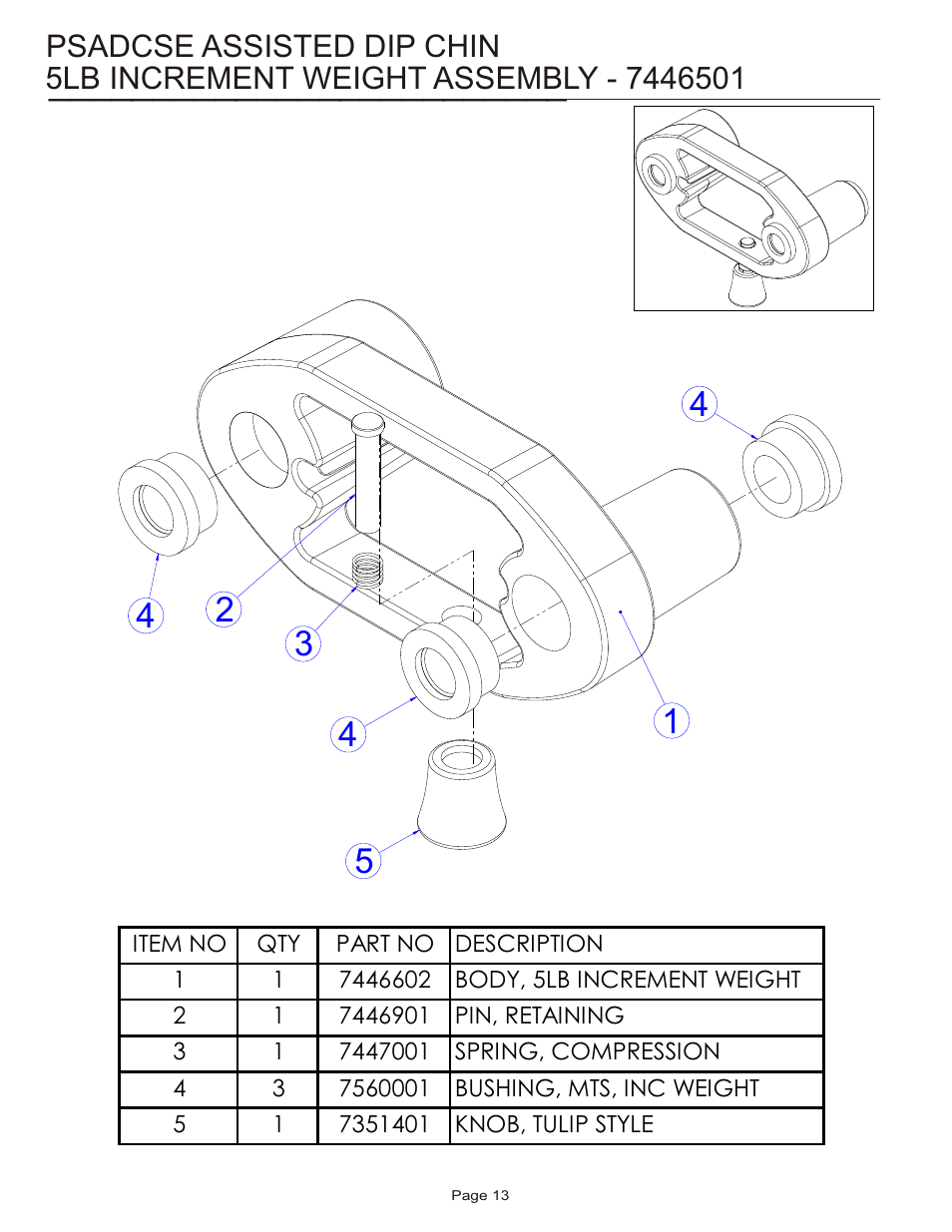 Psadcse assisted dip chin | Life Fitness Pro 2 Series PSADCSE User Manual | Page 13 / 18