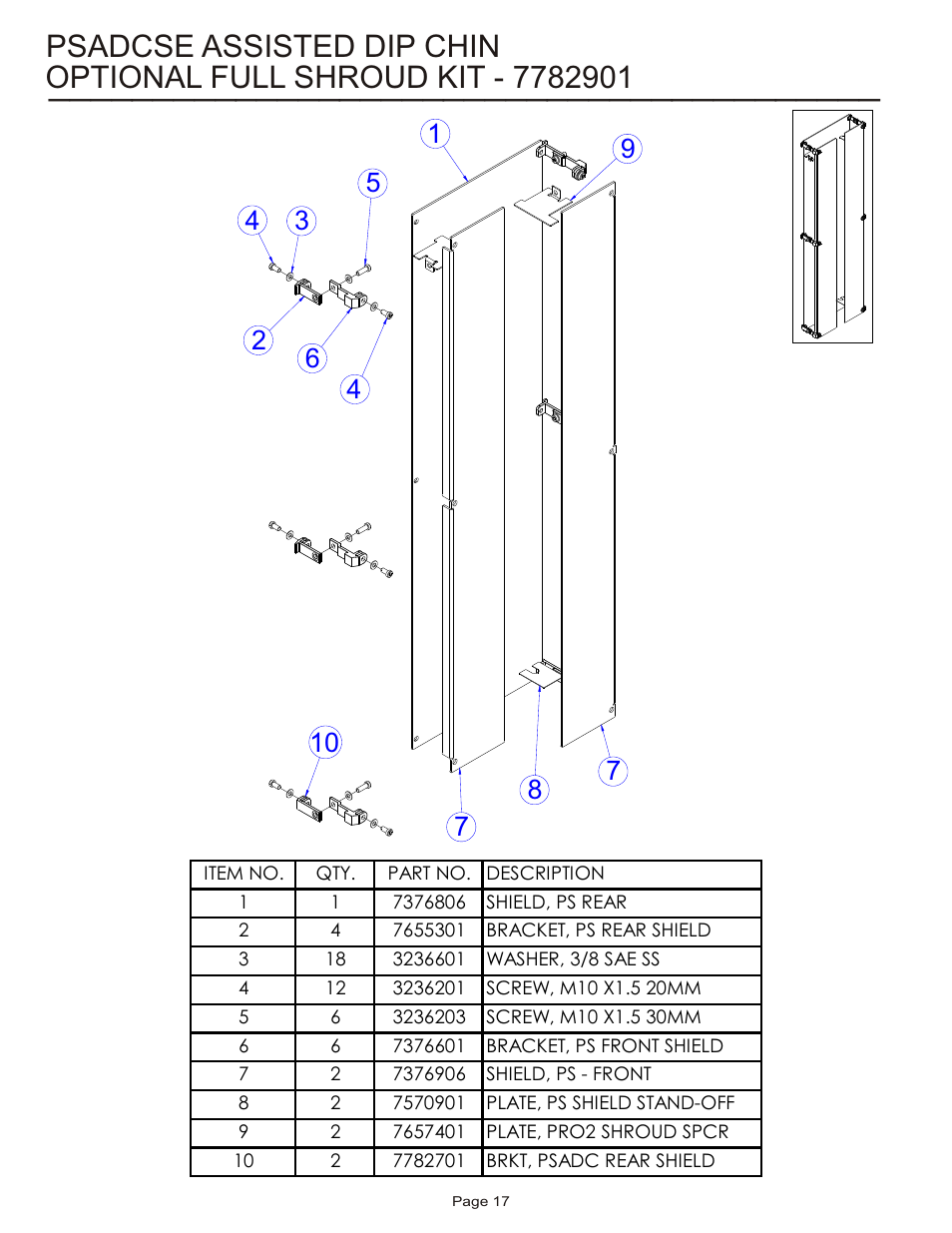 Psadcse assisted dip chin | Life Fitness Pro 2 Series PSADCSE User Manual | Page 17 / 18
