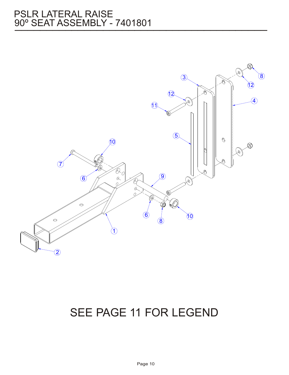 See page 11 for legend, Pslr lateral raise | Life Fitness Pro 2 Series PSLR User Manual | Page 10 / 15