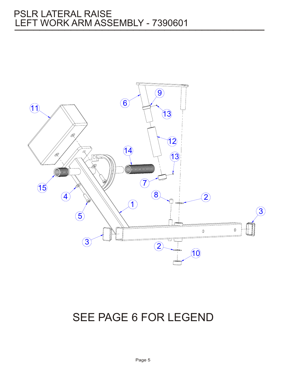 See page 6 for legend, Pslr lateral raise | Life Fitness Pro 2 Series PSLR User Manual | Page 5 / 15