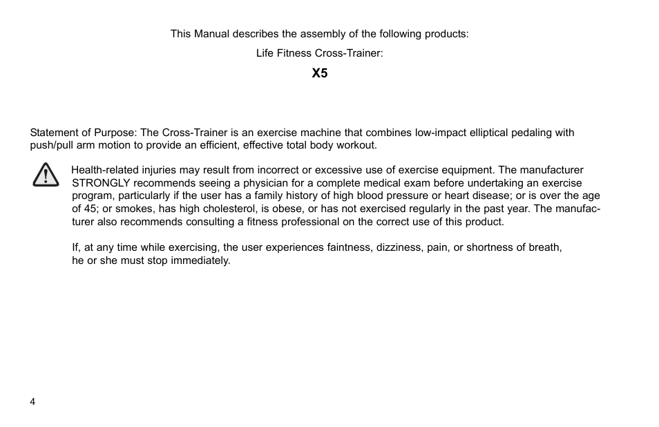 Life Fitness Elliptical Trainer User Manual | Page 5 / 20