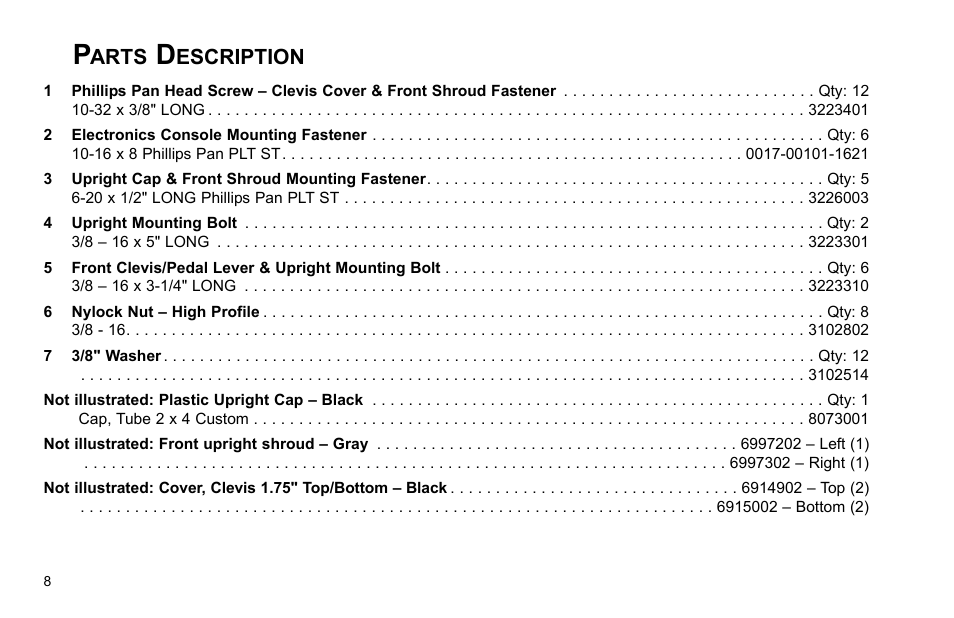 Arts, Escription | Life Fitness Elliptical Trainer User Manual | Page 9 / 20