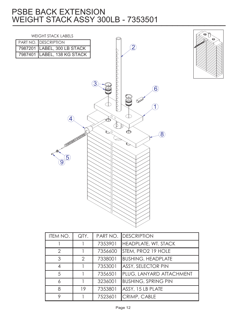 Psbe back extension | Life Fitness Pro 2 Series PSBE User Manual | Page 12 / 13