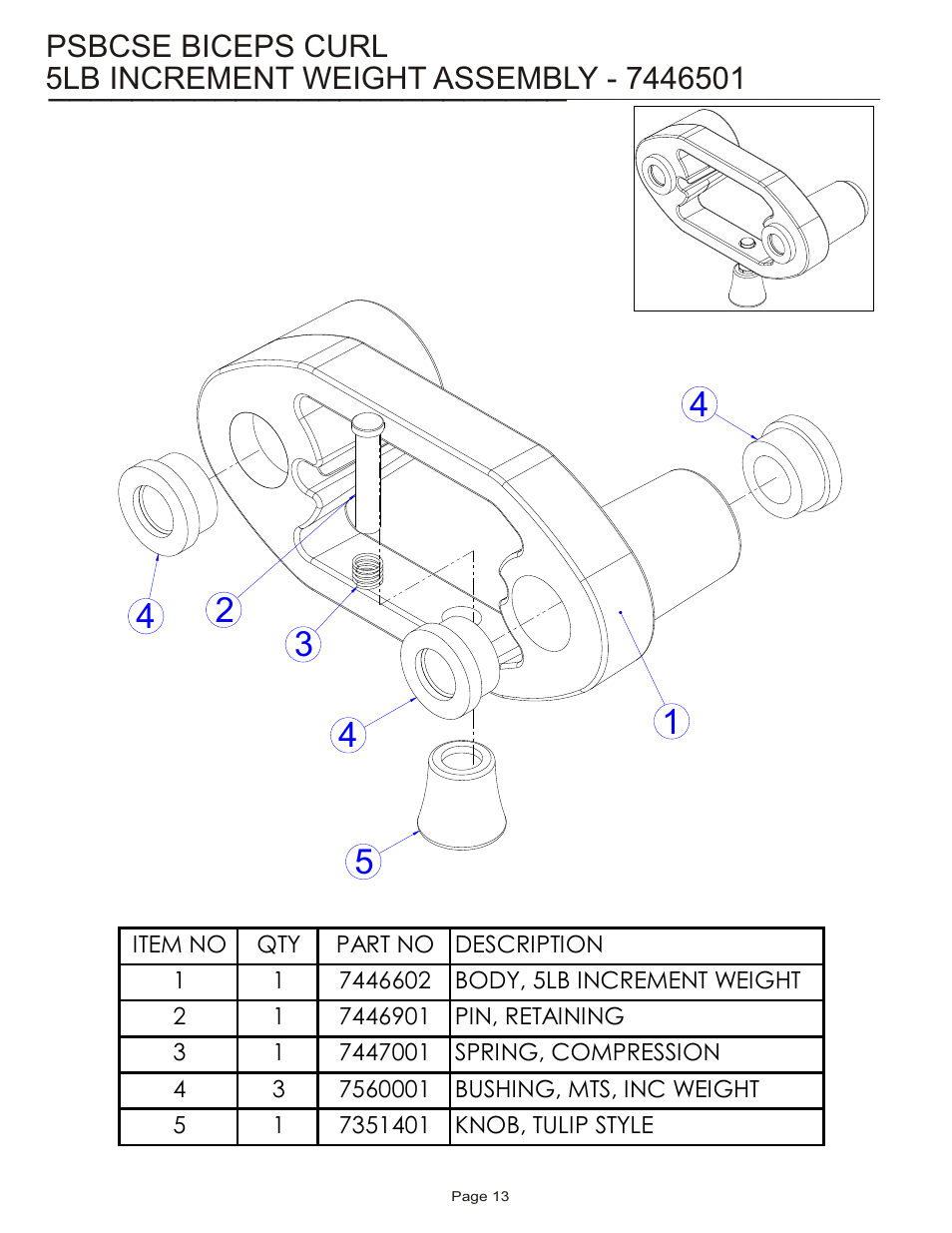 Psbcse biceps curl | Life Fitness Pro 2 Series PSBCSE User Manual | Page 13 / 18