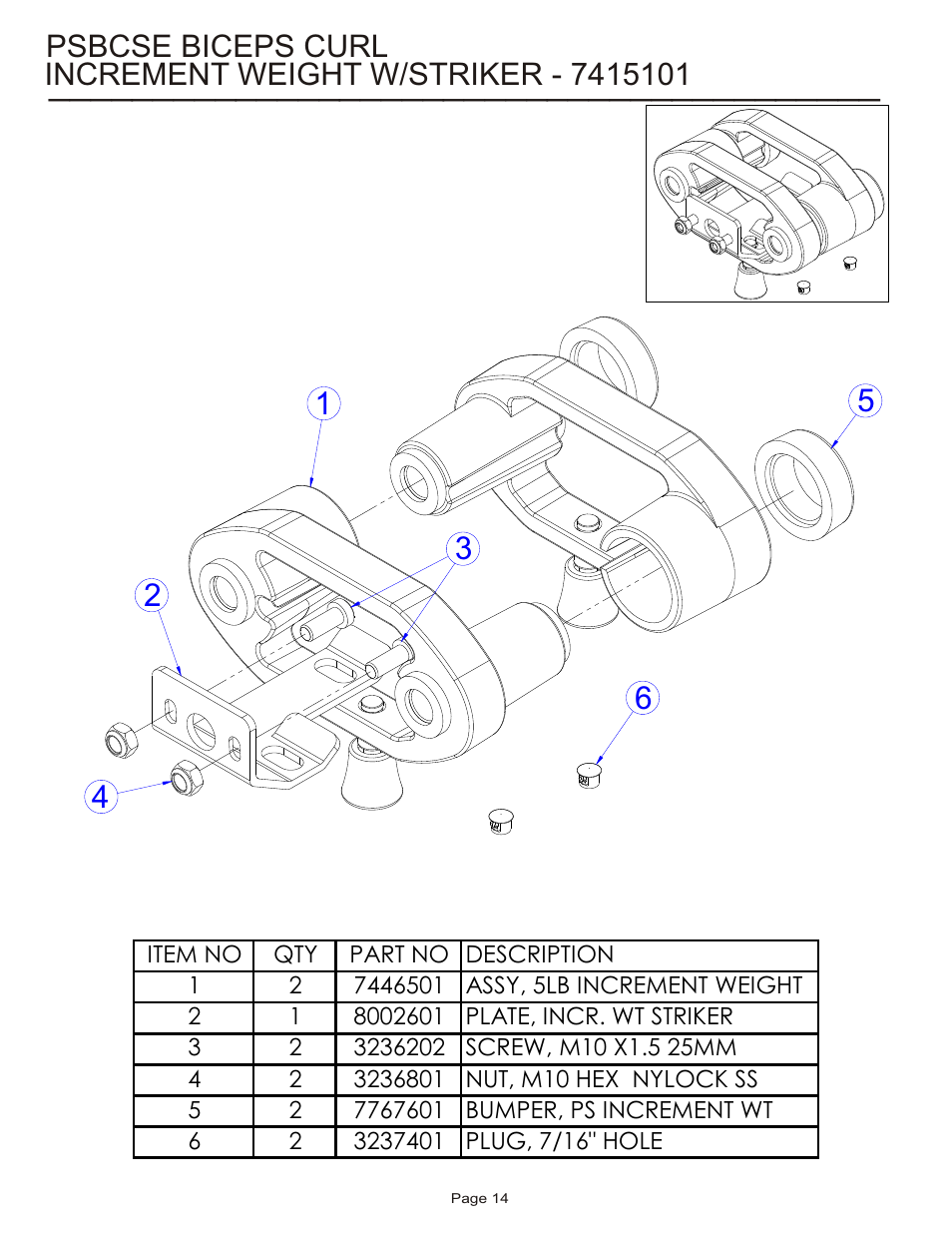 Psbcse biceps curl | Life Fitness Pro 2 Series PSBCSE User Manual | Page 14 / 18