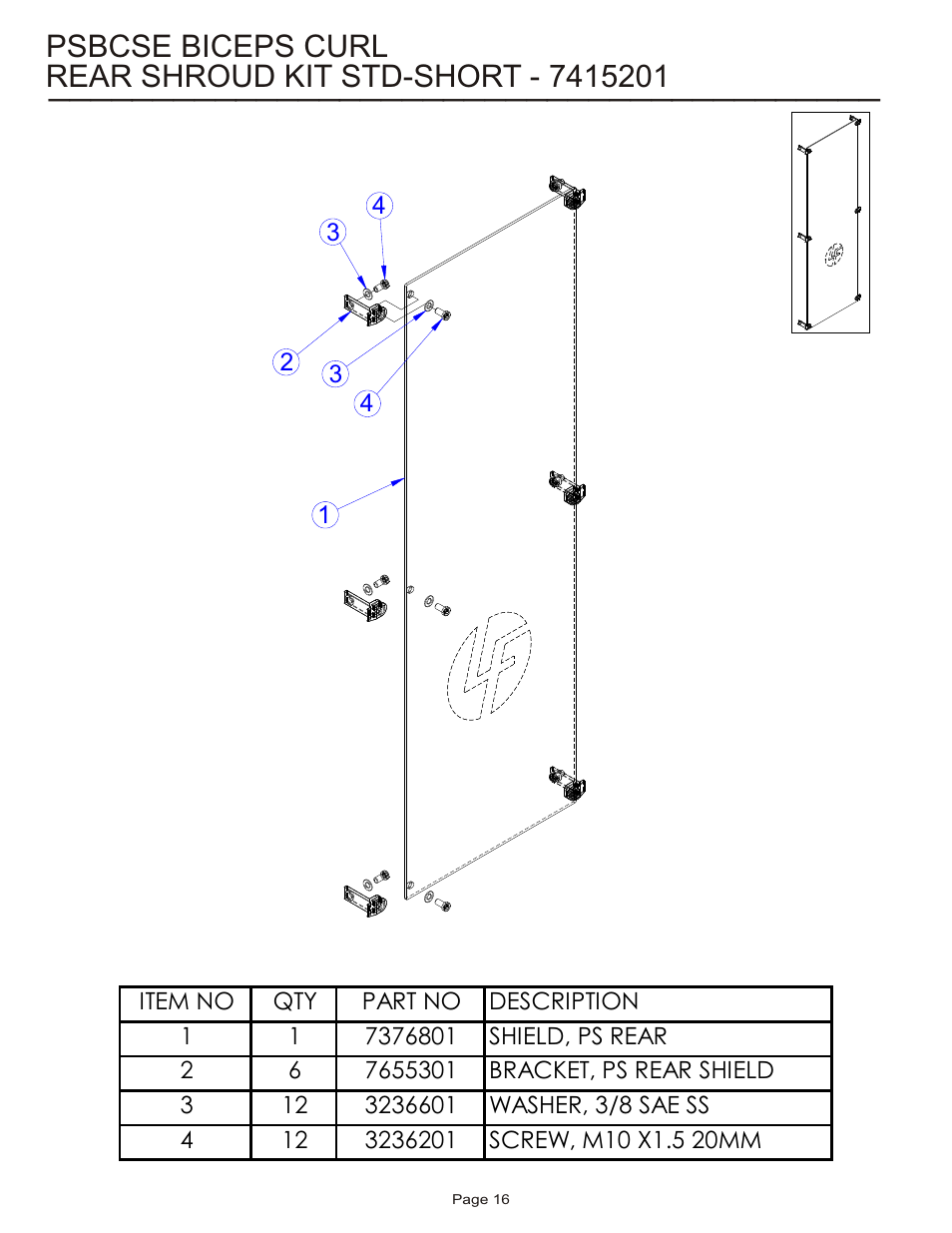 Psbcse biceps curl | Life Fitness Pro 2 Series PSBCSE User Manual | Page 16 / 18