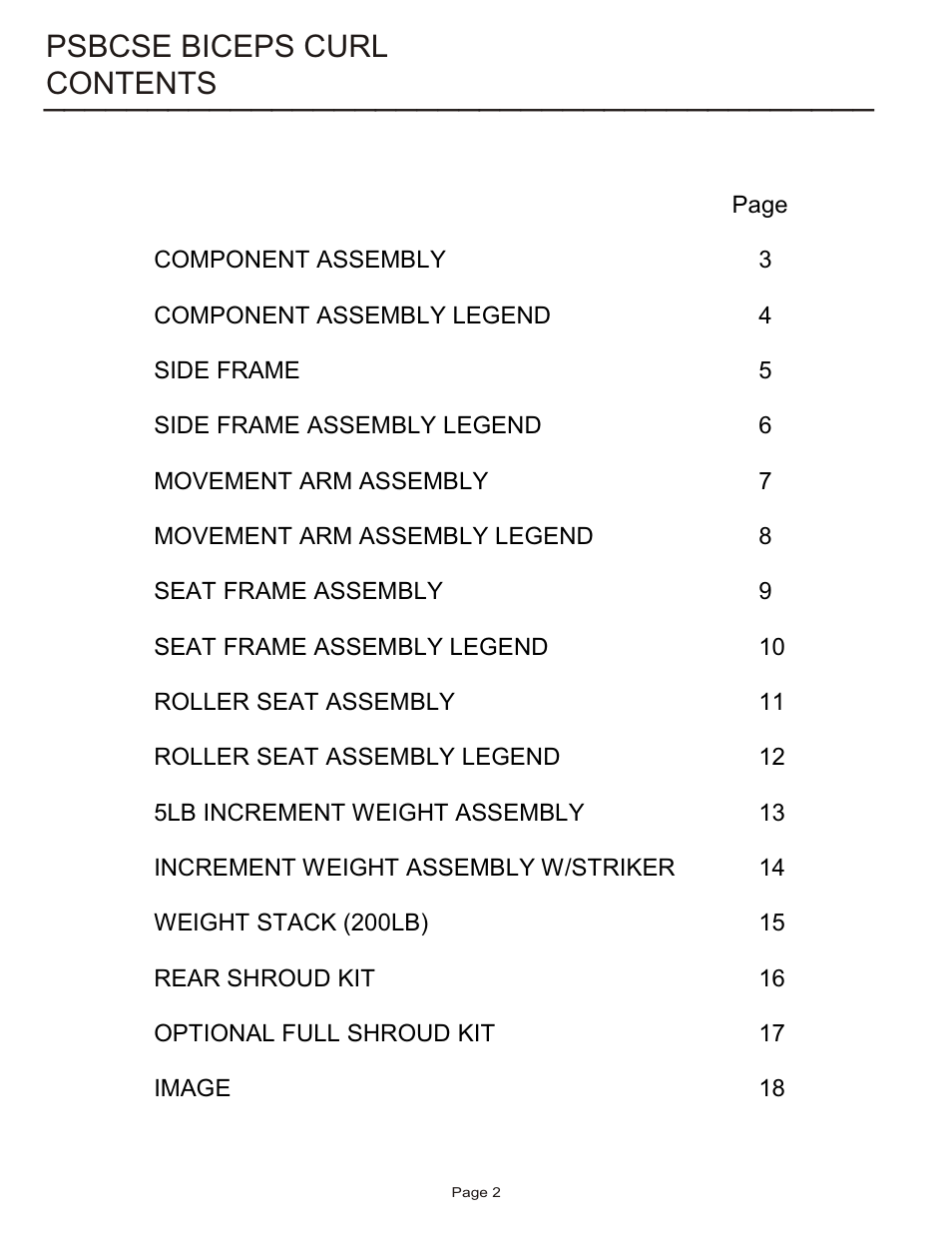 Life Fitness Pro 2 Series PSBCSE User Manual | Page 2 / 18