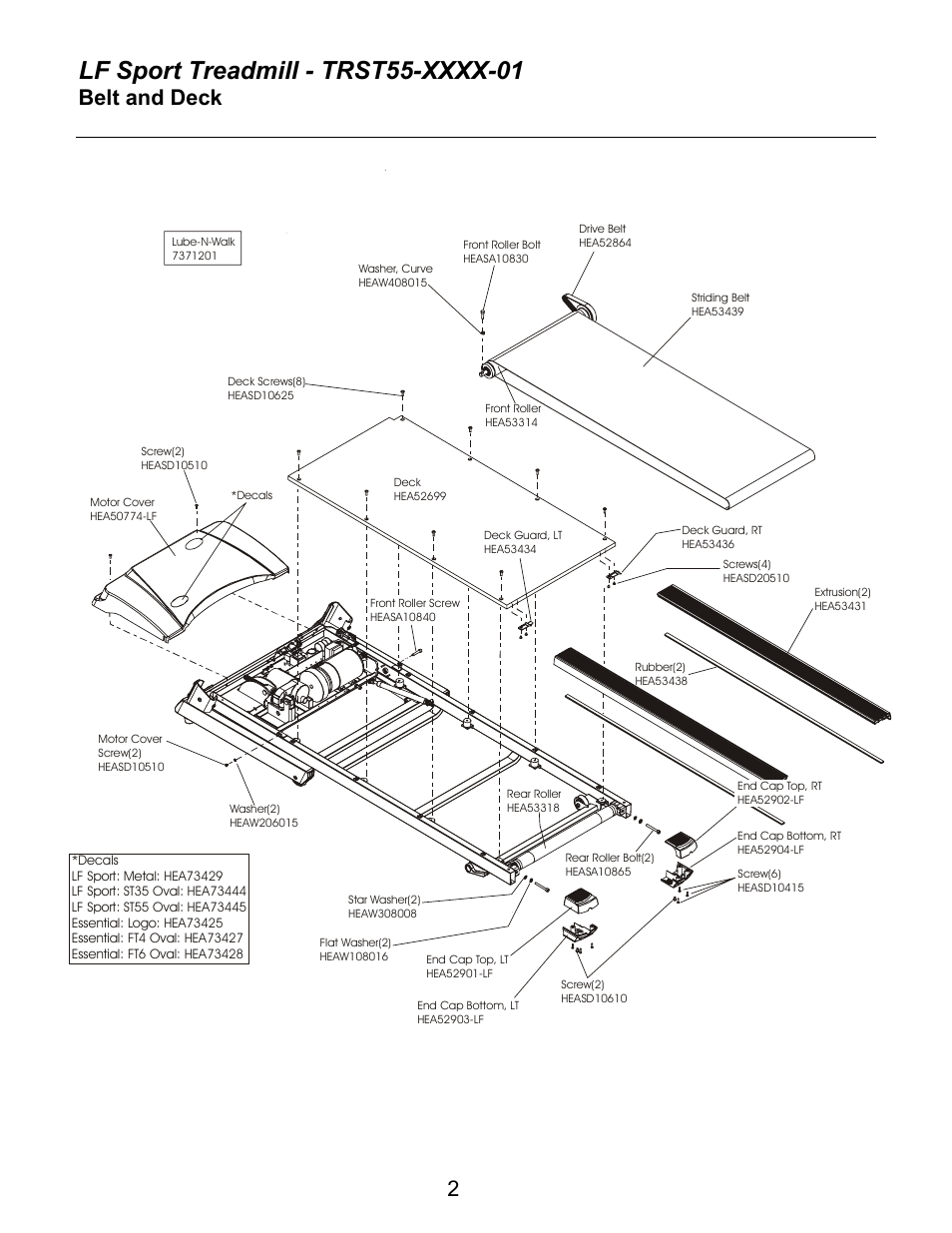 Belt and deck | Life Fitness TRST55-XXXX-01 User Manual | Page 2 / 9