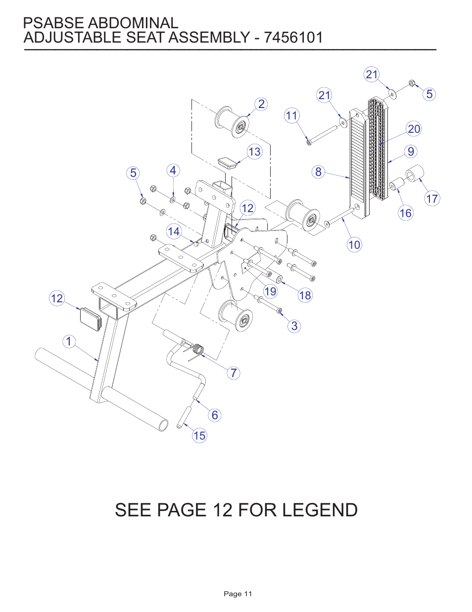 See page 12 for legend, Psabse abdominal | Life Fitness PSABSE User Manual | Page 11 / 18