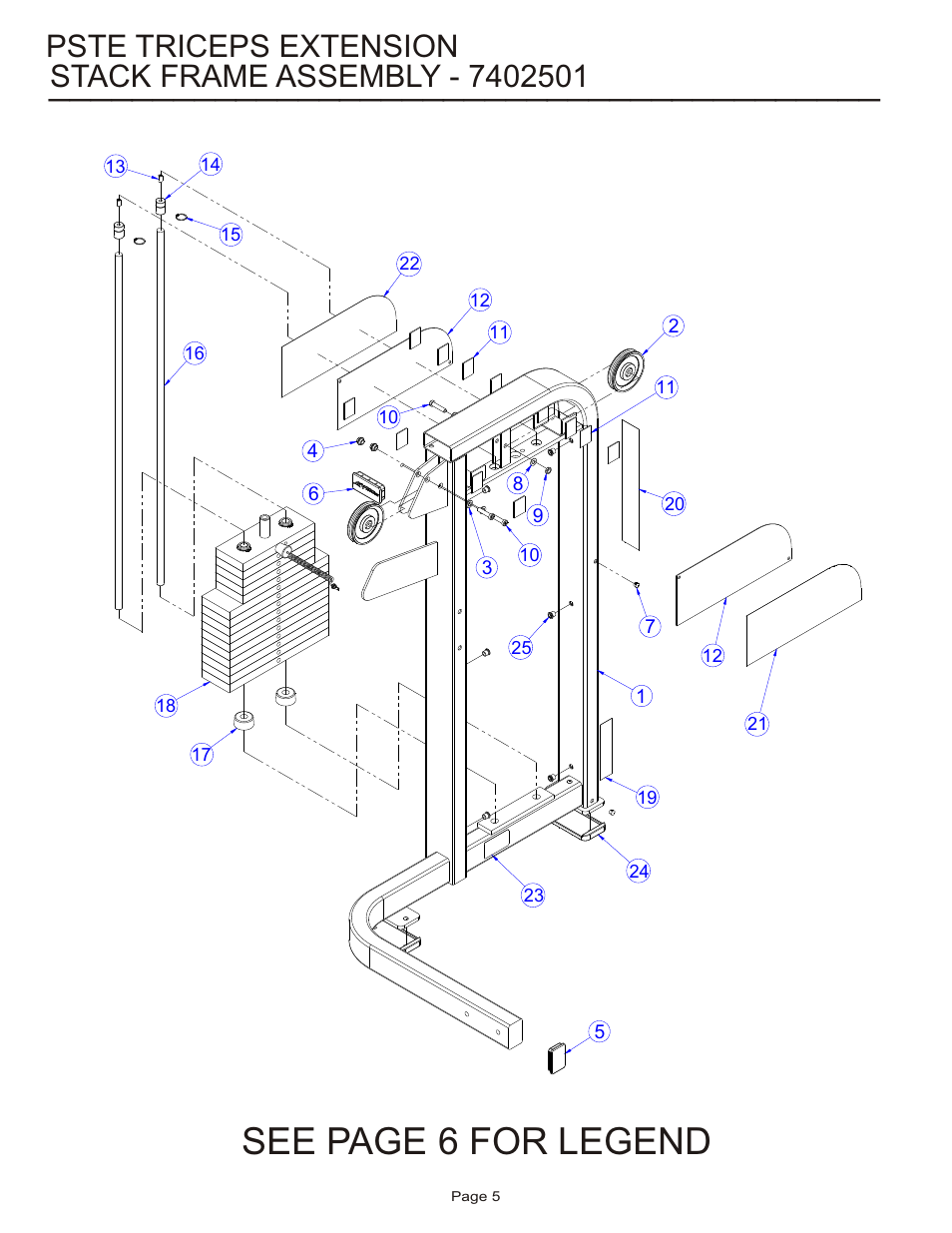 See page 6 for legend, Pste triceps extension | Life Fitness PSTE User Manual | Page 5 / 15
