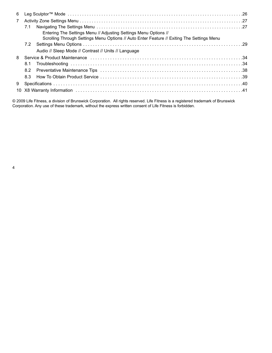 Life Fitness X8 User Manual | Page 7 / 47